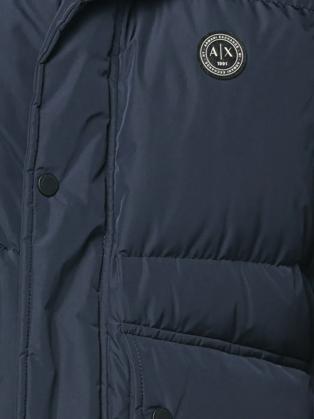 Armani Exchange quilted hooded jacket Blauw