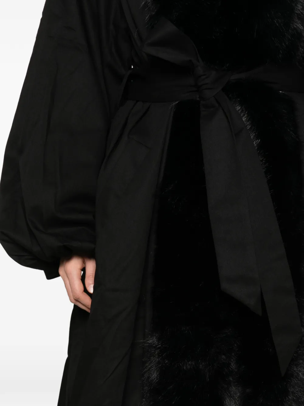ROTATE BIRGER CHRISTENSEN faux-fur trim hooded coat Zwart