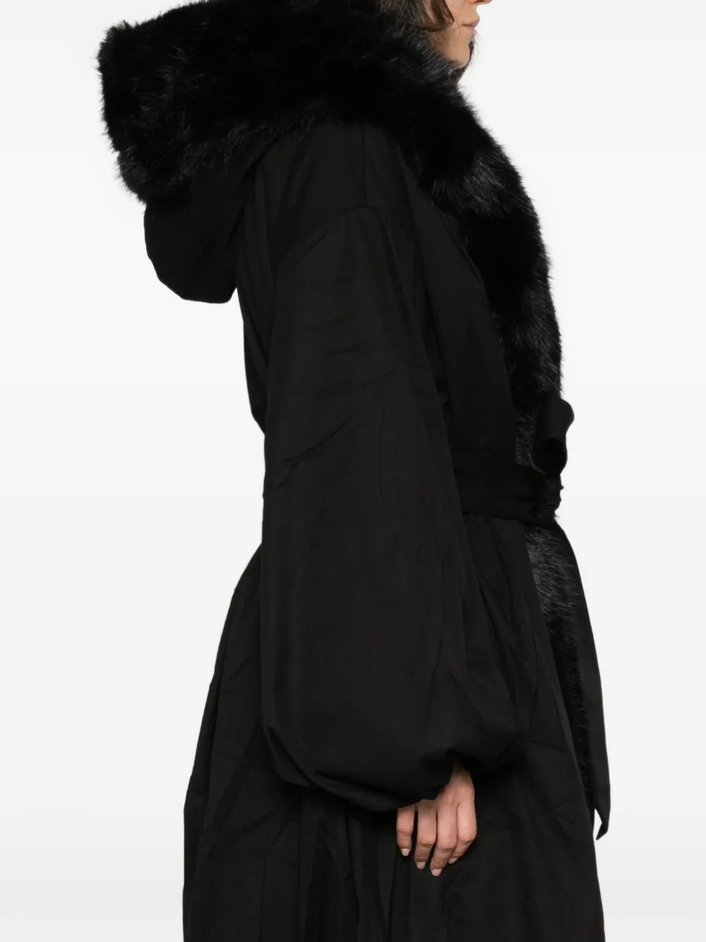 ROTATE BIRGER CHRISTENSEN faux-fur trim hooded coat Zwart