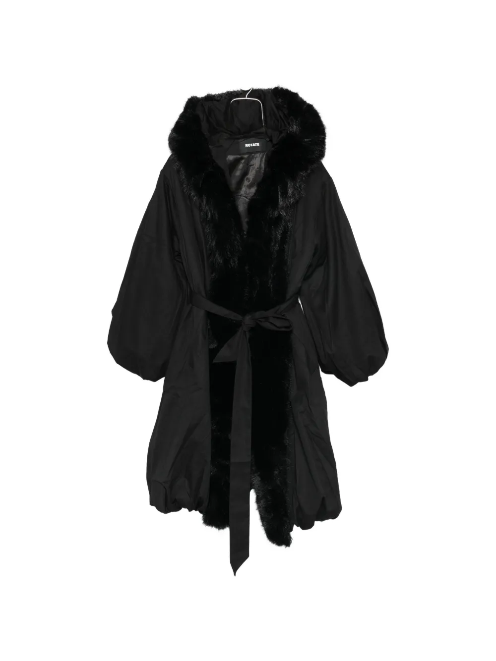 ROTATE BIRGER CHRISTENSEN faux-fur trim hooded coat - Black
