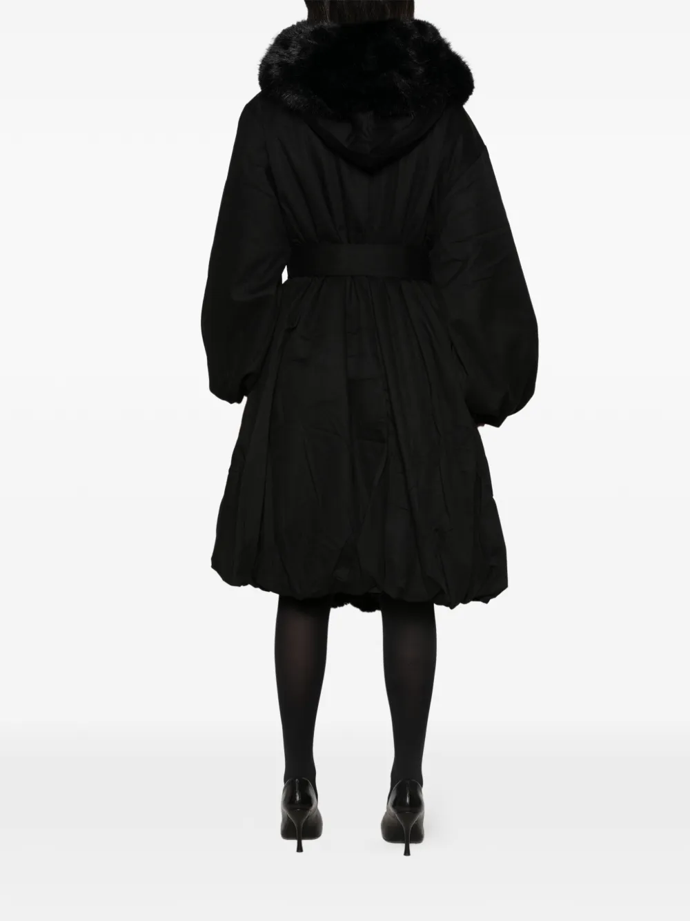 ROTATE BIRGER CHRISTENSEN faux-fur trim hooded coat Zwart