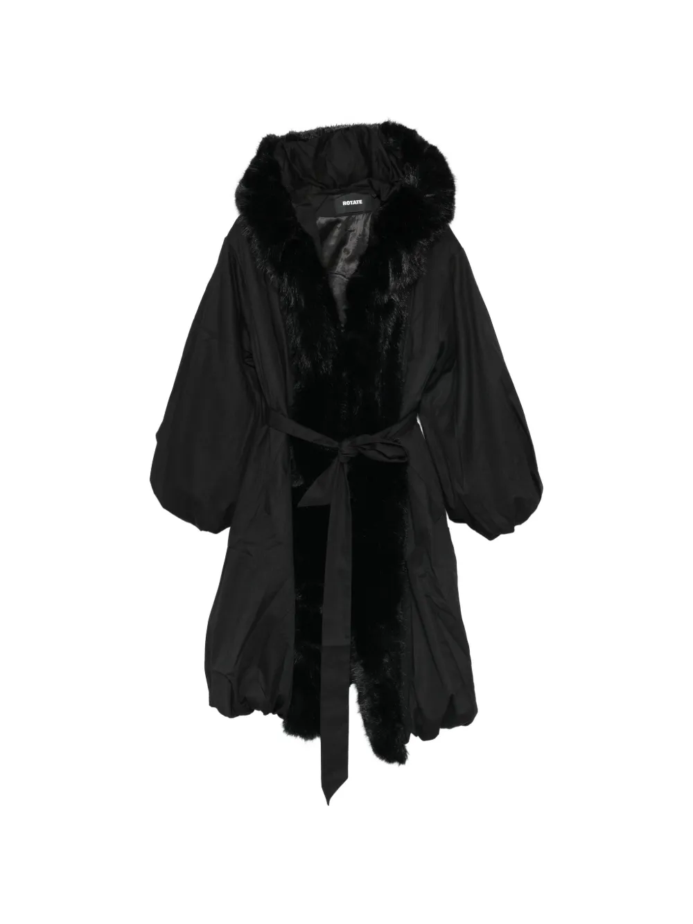 ROTATE BIRGER CHRISTENSEN faux-fur trim hooded coat - Nero