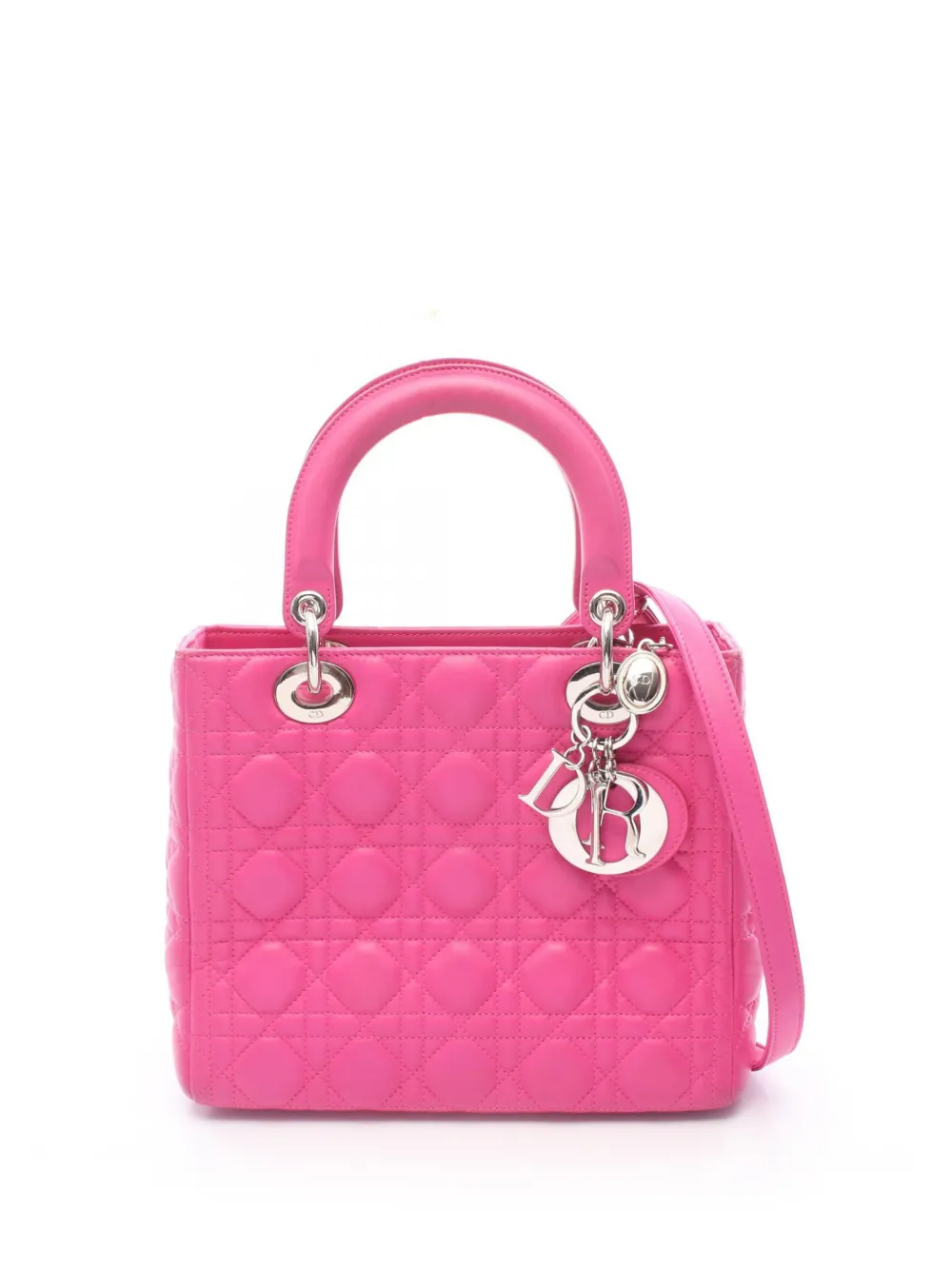 Christian Dior Pre-Owned 2000-2026 Medium Lambskin Cannage Lady Dior satchel - Rosa