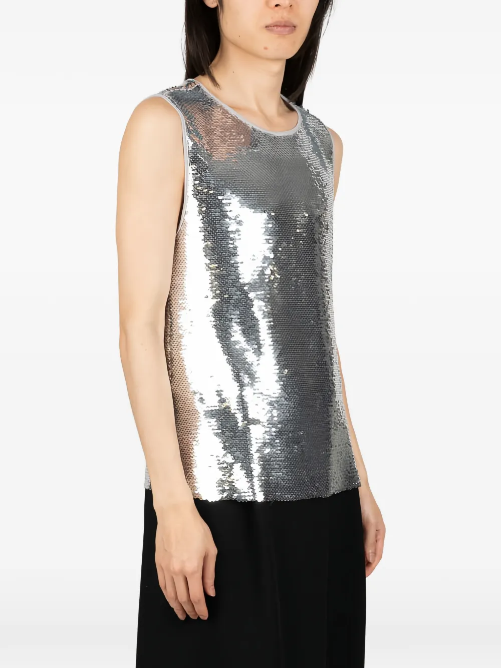 Niccolò Pasqualetti sequin-embellished sleeveless blouse - Argento