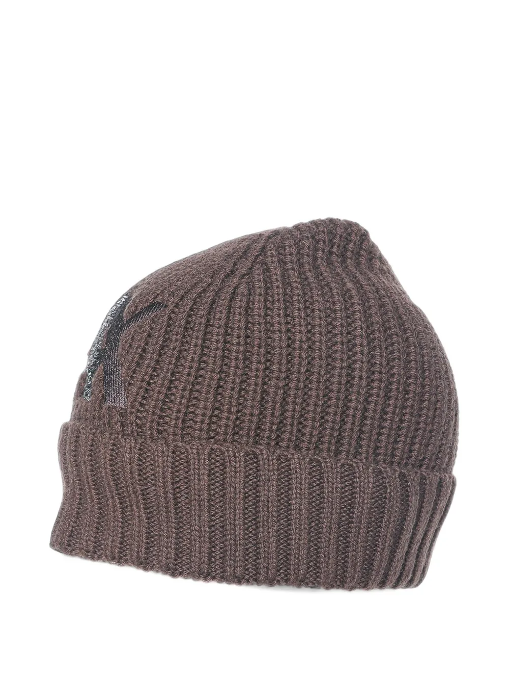 Armani Exchange ribbed-knit logo beanie hat Bruin