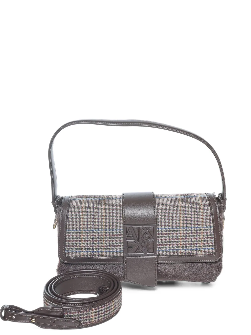 Armani Exchange check-patterned shoulder bag - Braun