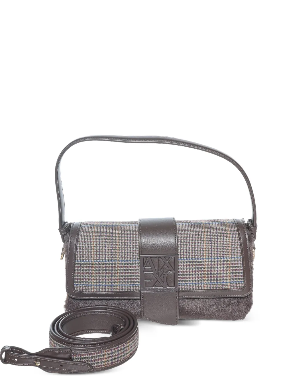 Armani Exchange Geruite schoudertas Bruin