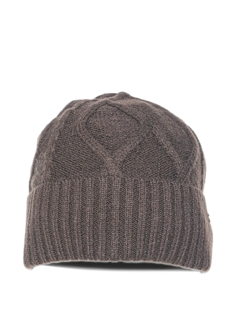 Armani Exchange cable-knit turn-up beanie hat - Marrone