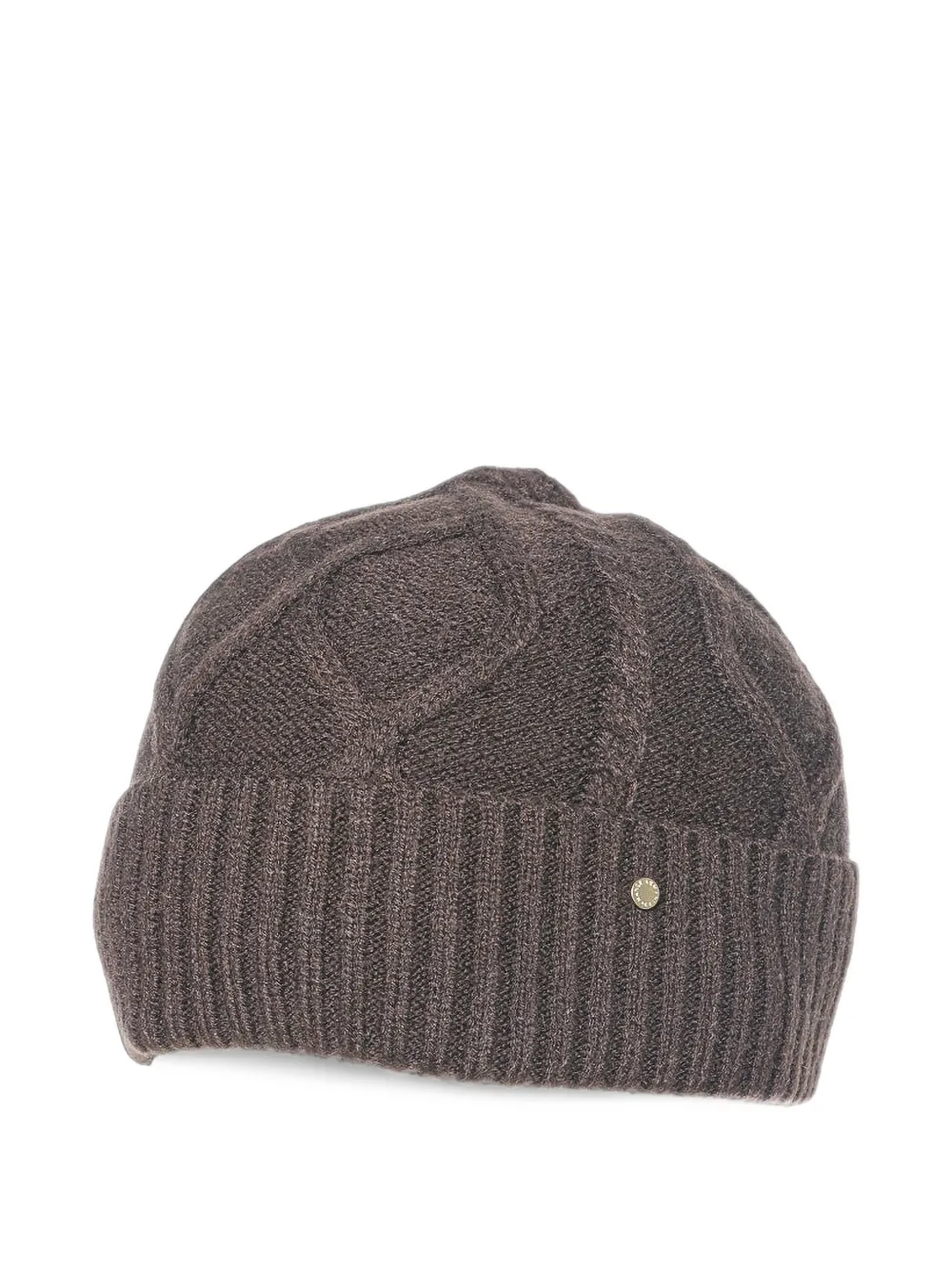 Armani Exchange cable-knit turn-up beanie hat Bruin