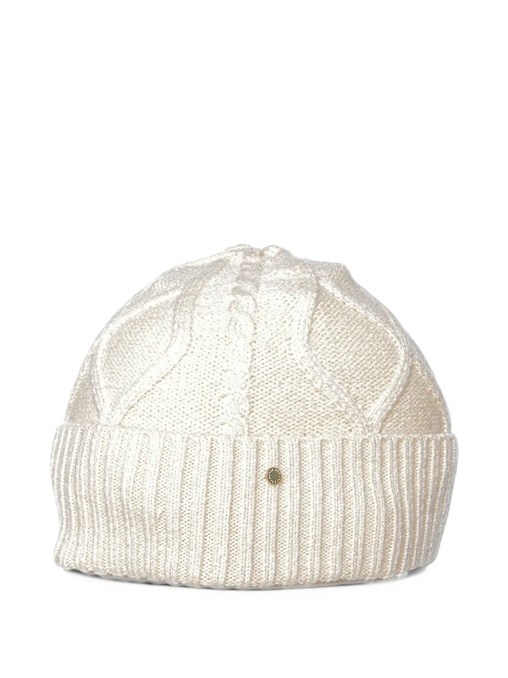 Armani Exchange cable-knit ribbed-knit beanie hat Beige
