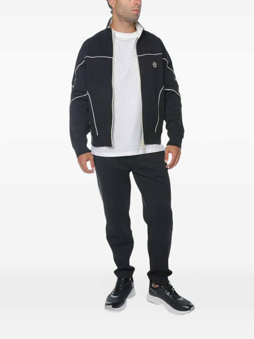 Armani Exchange Sweater met bies logo-patch en rits Zwart