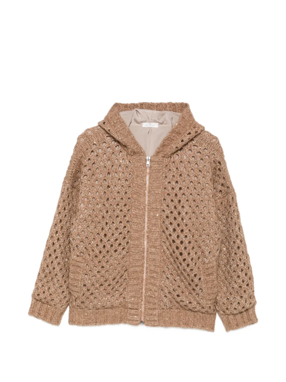 PANICALE sequin-embellished open-knit cardigan - Tons neutres PANICALE sequin-embellished open-knit cardigan - Tons neutres