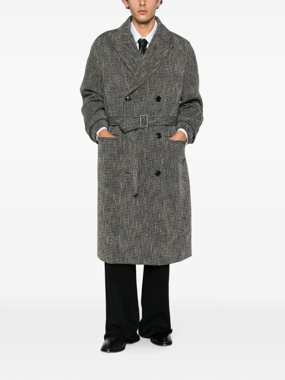 Drôle De Monsieur double-breasted belted coat Zwart