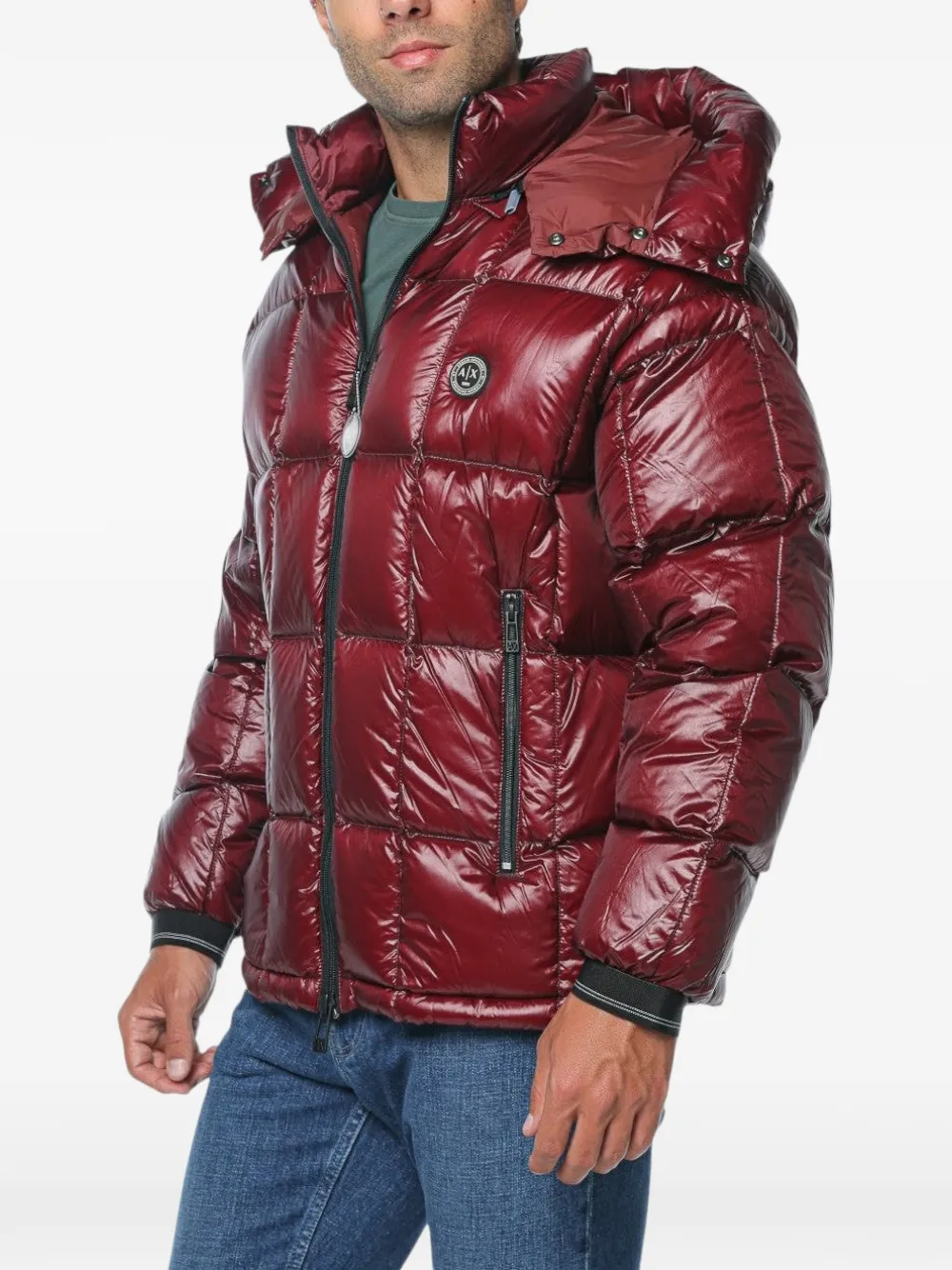 Armani Exchange hooded puffer jacket Rood