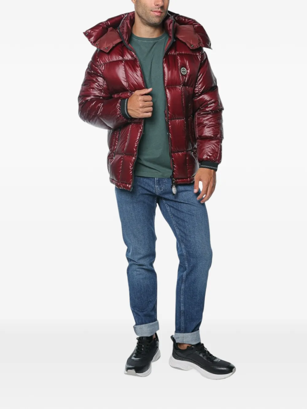 Armani Exchange hooded puffer jacket Rood