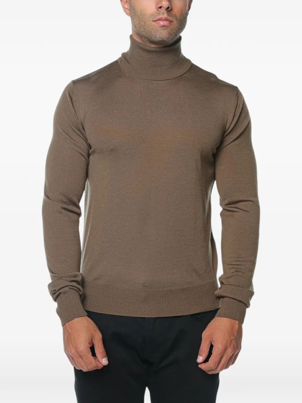 Emporio Armani roll-neck wool sweater - Marrone