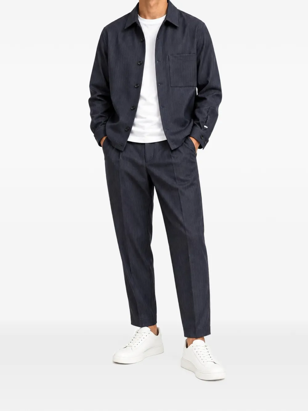 BE ABLE Leroy shirtjack met krijtstreep Blauw