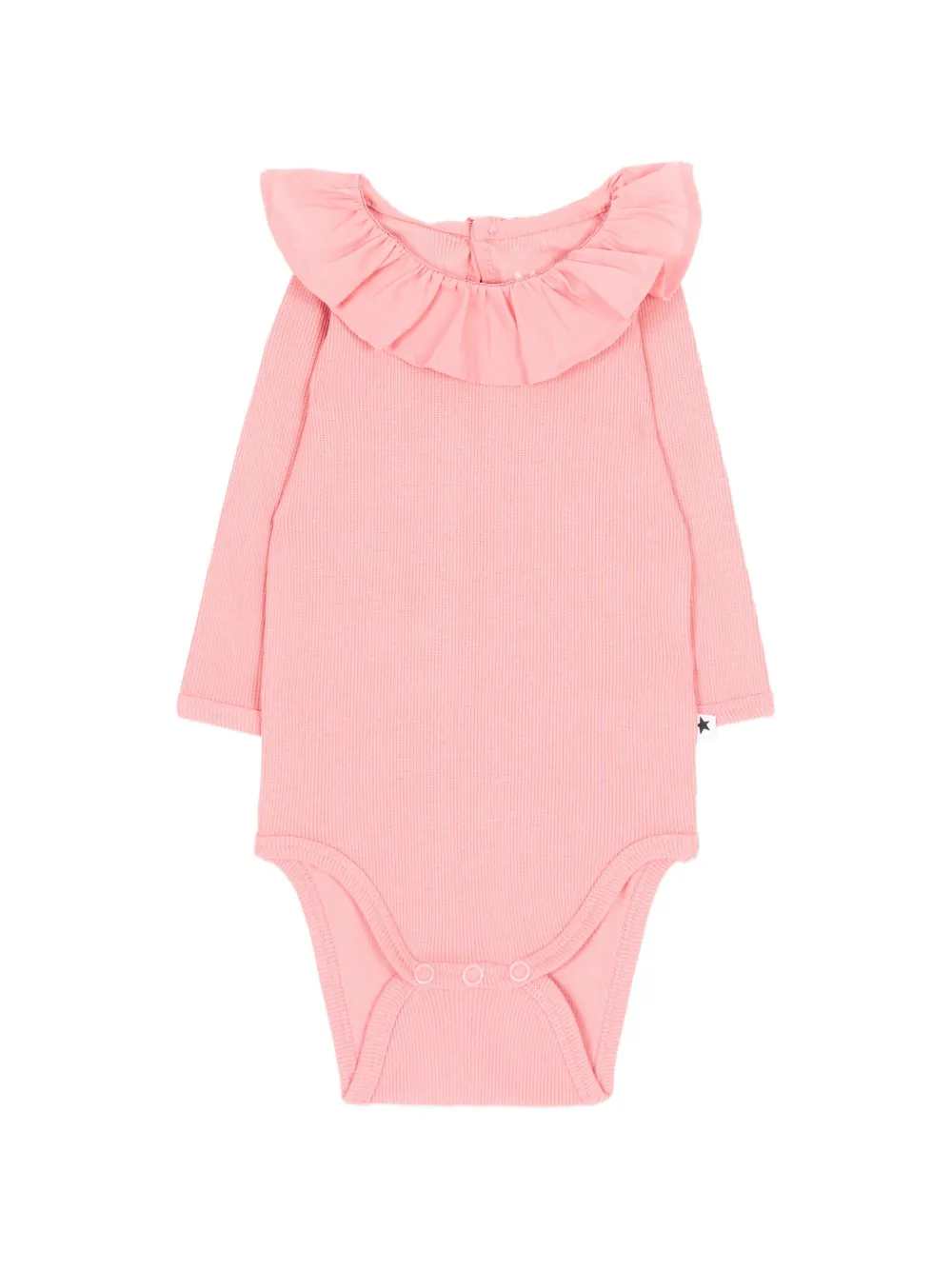 Molo Faye ruffle-collar ribbed bodysuit Roze