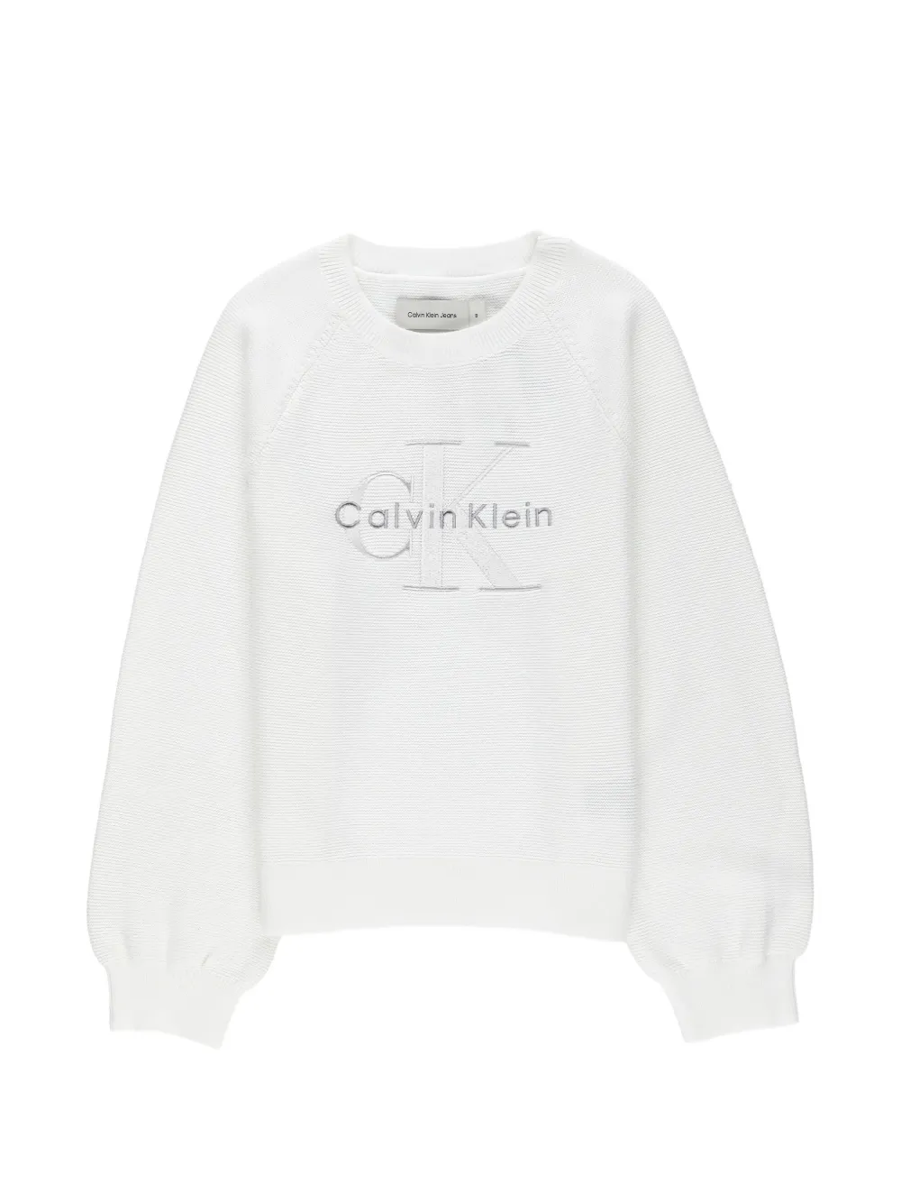 Calvin Klein Kids logo-embroidered raglan-sleeve sweater - Weiß