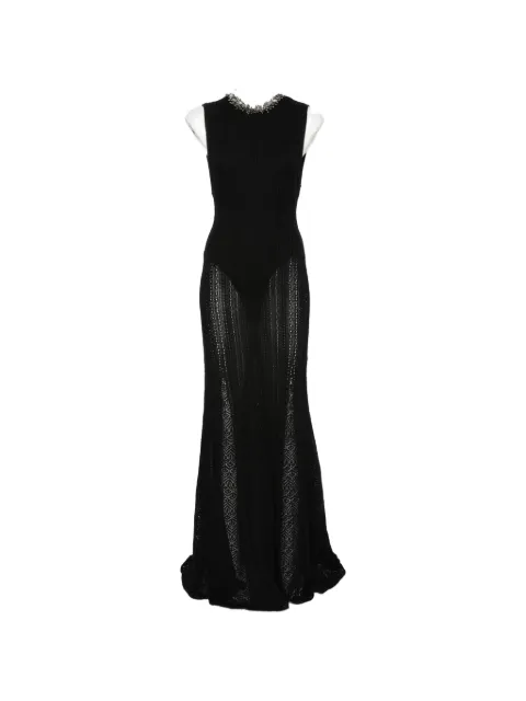 Self-Portrait crystal-embellished ribbed-knit maxi dress
