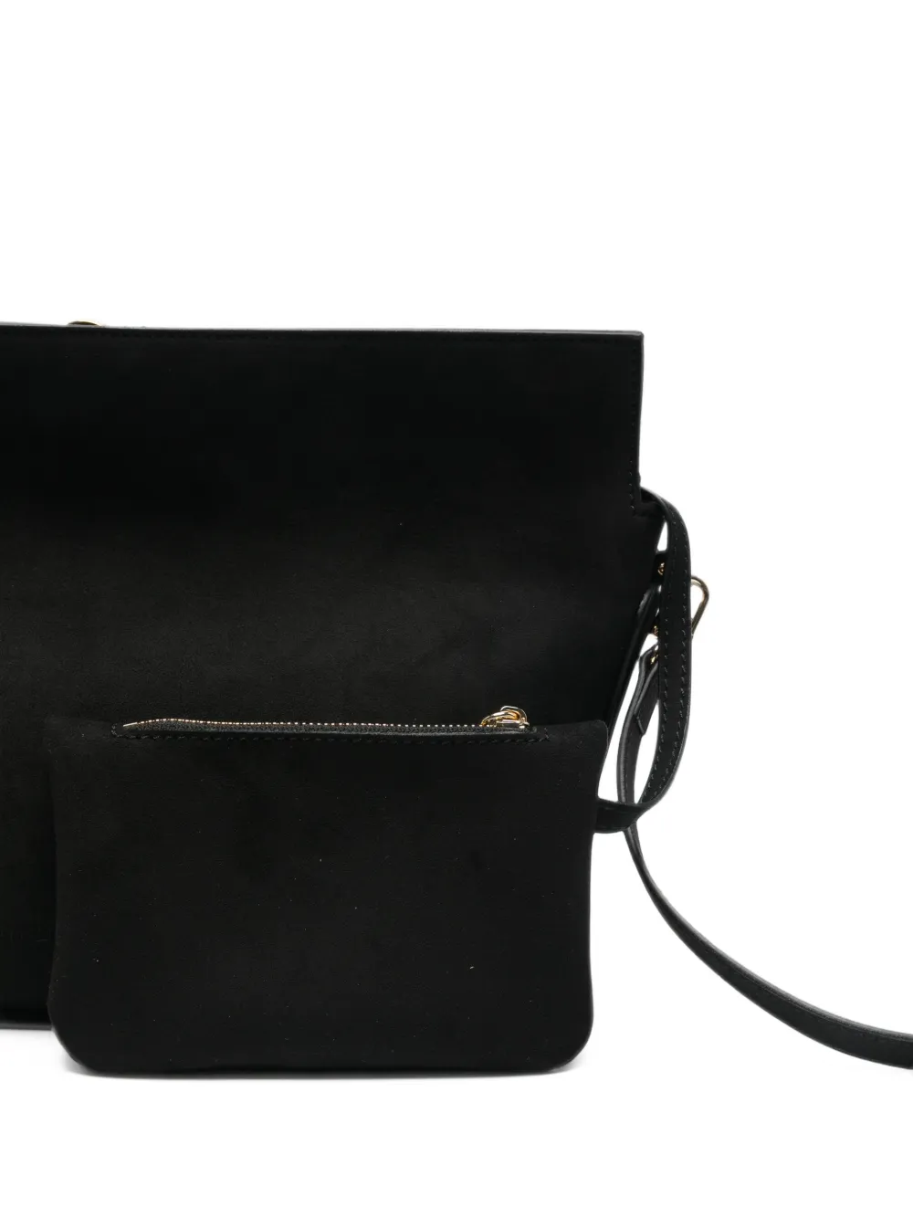 Themoirè small Zoe suede-effect clutch bag Zwart