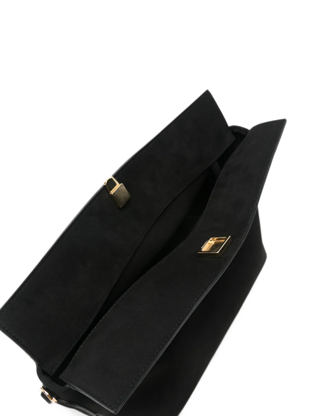 Themoirè small Zoe suede-effect clutch bag Zwart