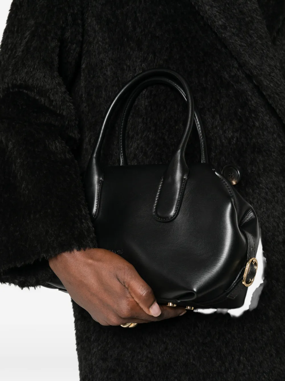 Themoirè small Talia buckle-detail tote bag Zwart