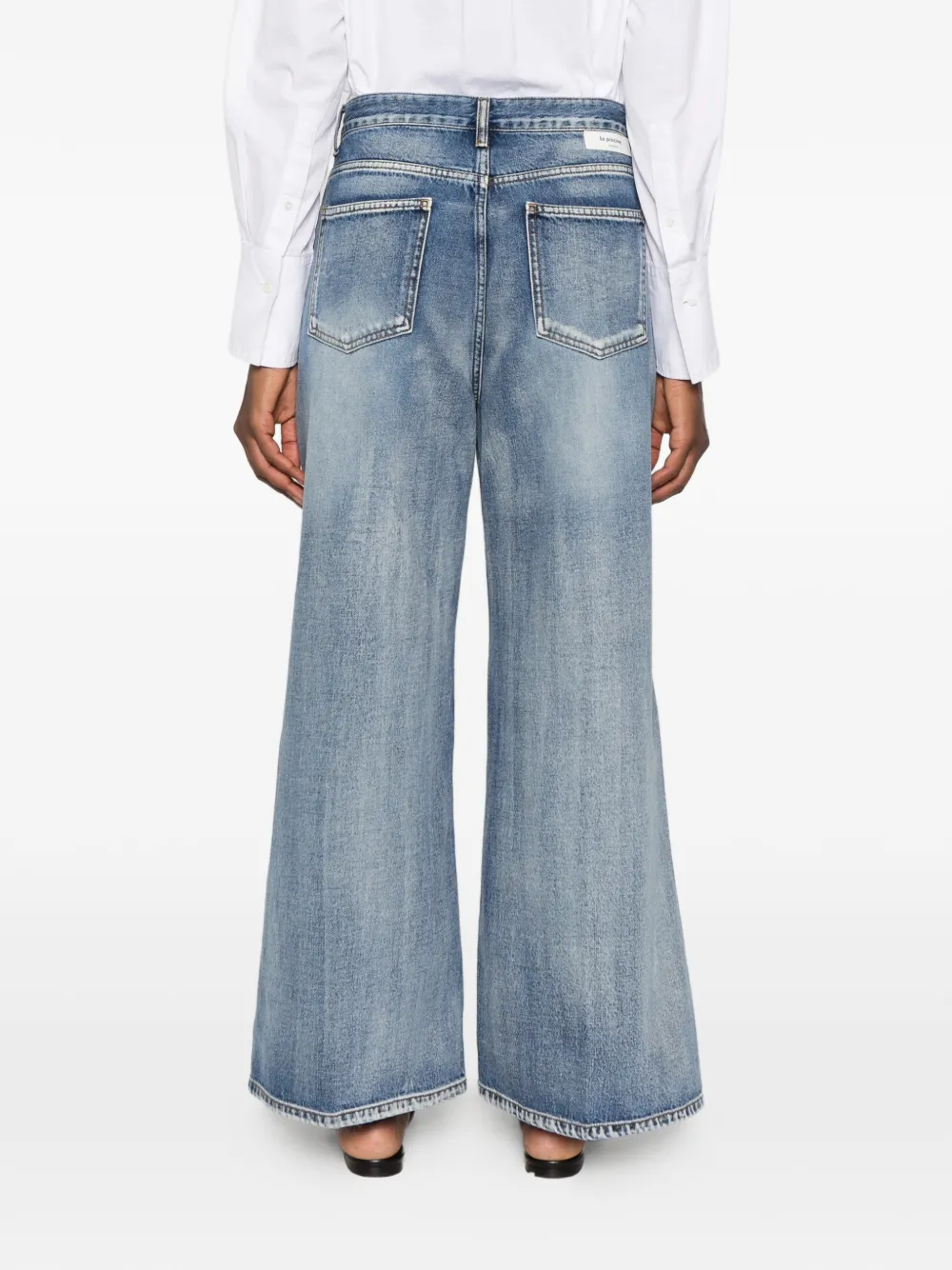 La Piscine faded wide-leg jeans Blauw