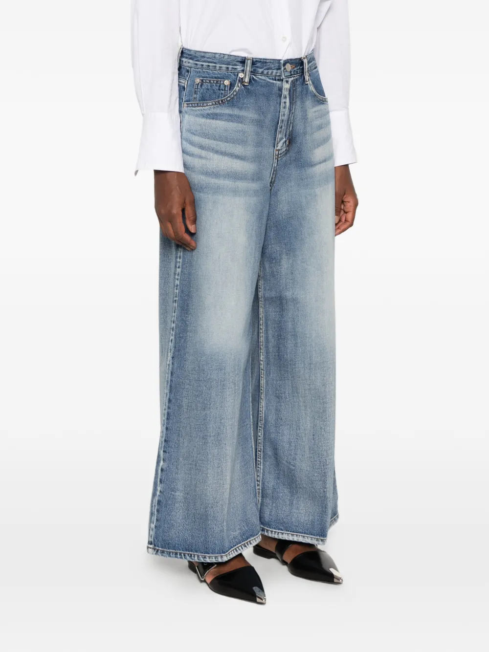La Piscine faded wide-leg jeans Blauw