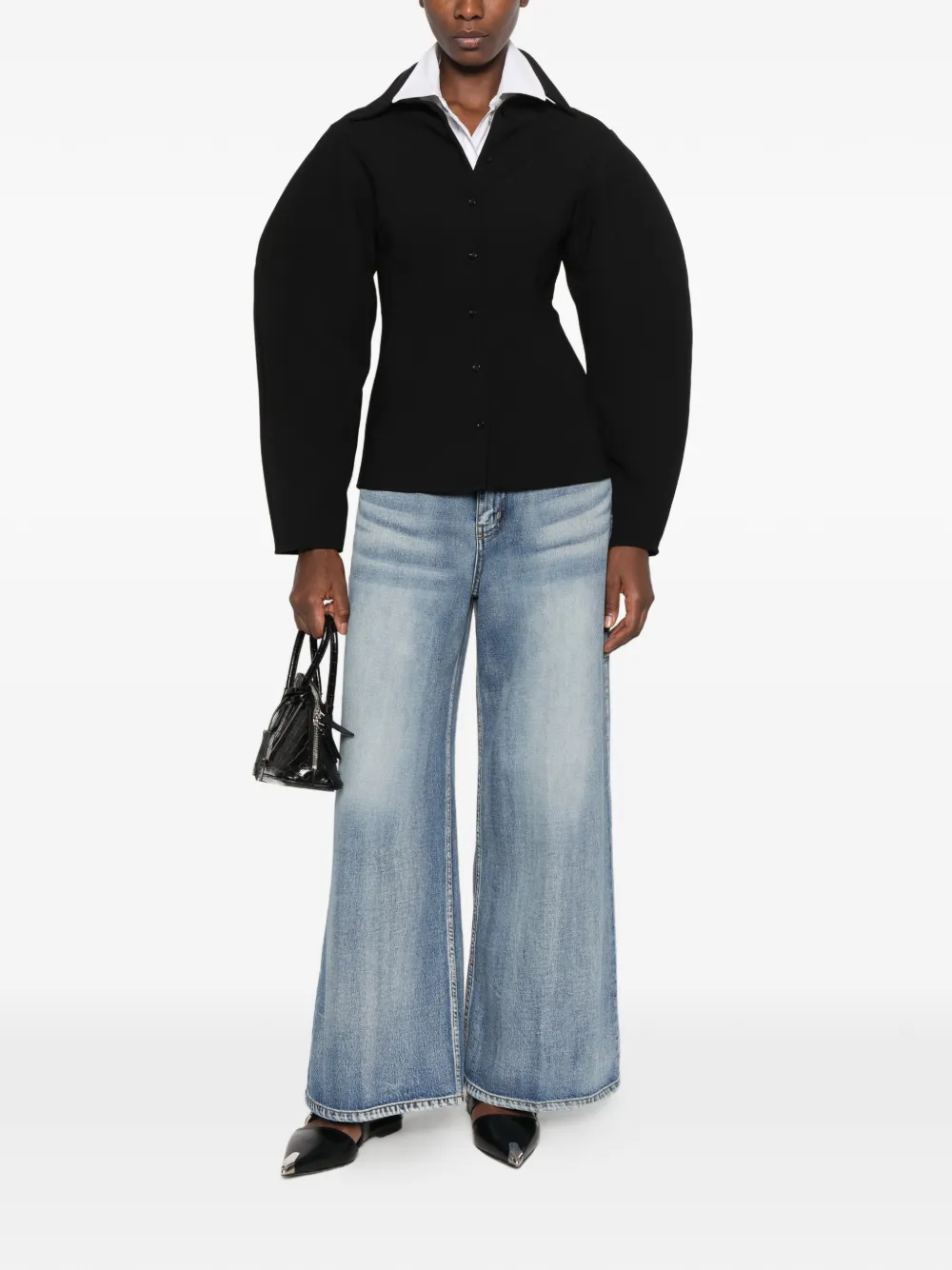La Piscine faded wide-leg jeans Blauw