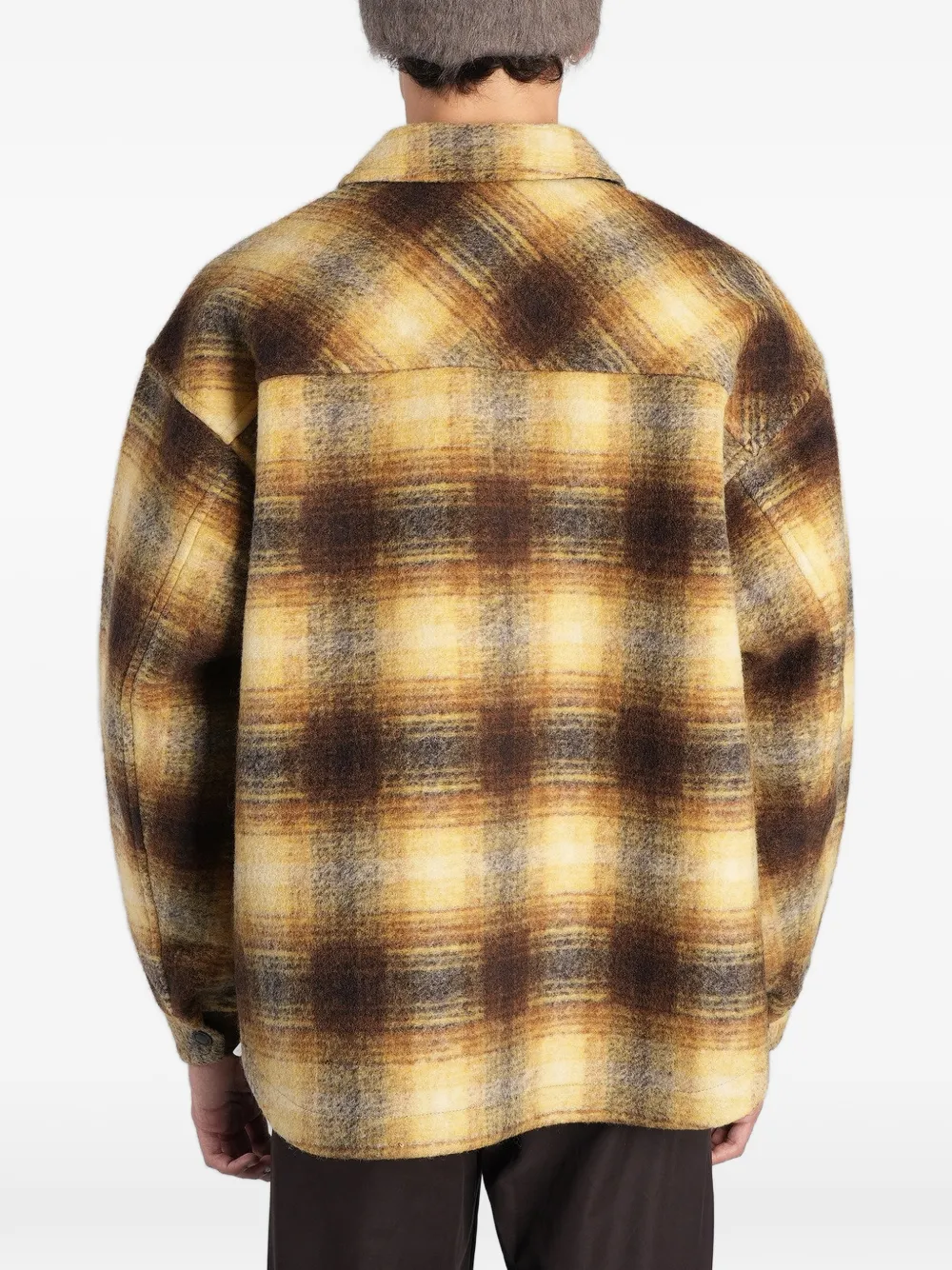 and Wander check-pattern zip-up coat Geel