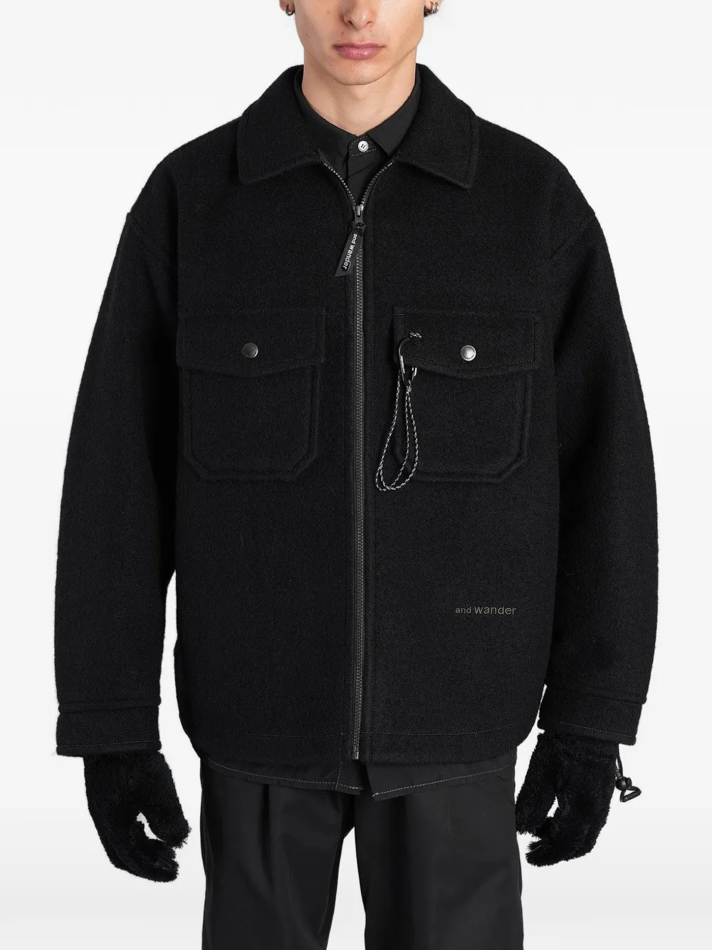 and Wander zip-up utility bomber jacket - Nero