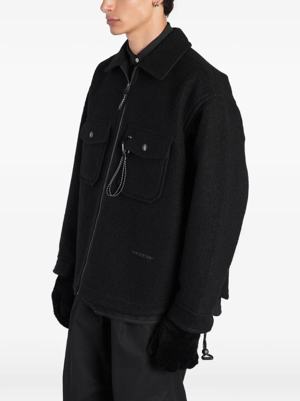 and Wander zip-up utility bomber jacket Zwart
