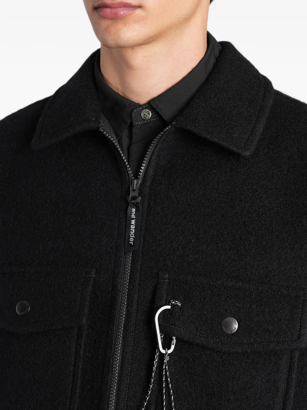 and Wander zip-up utility bomber jacket Zwart