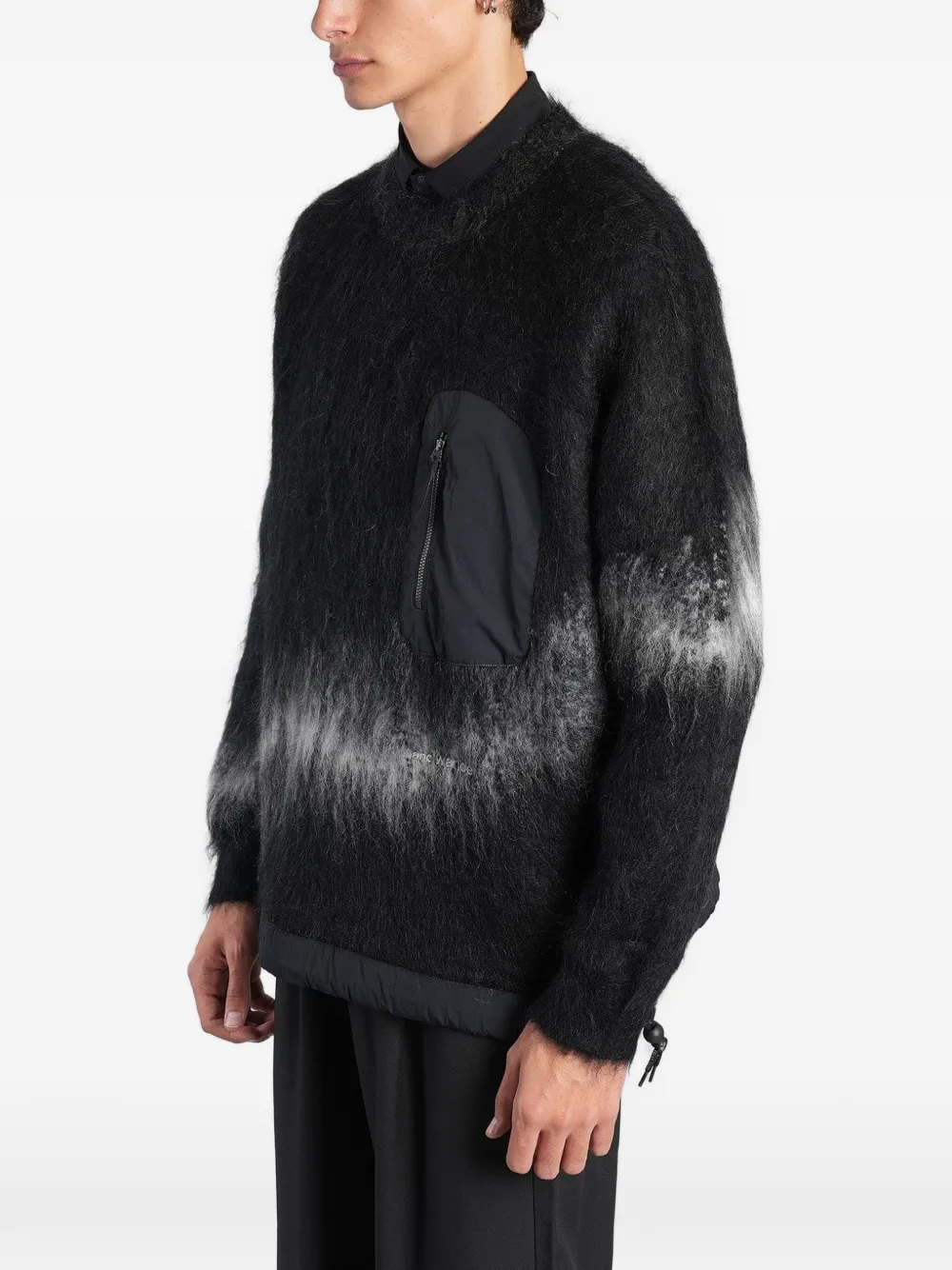 and Wander zip-pocket brushed-knit sweater Zwart