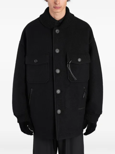 and Wander ribbed-knit-collar button-up coat