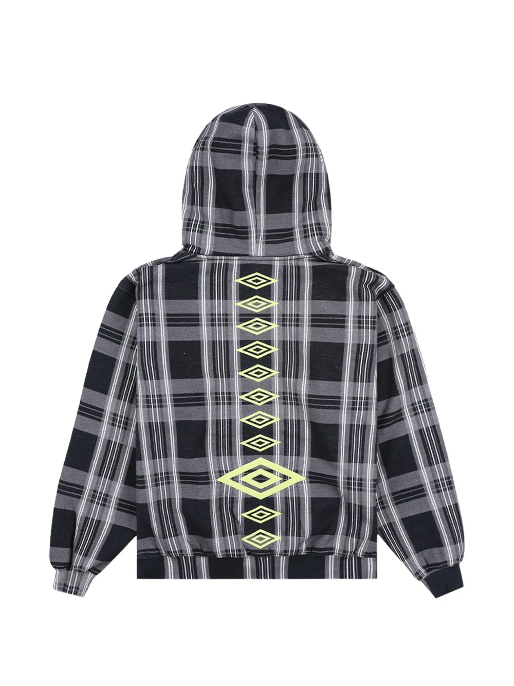 Pleasures x Umbro Spine plaid hoodie Zwart