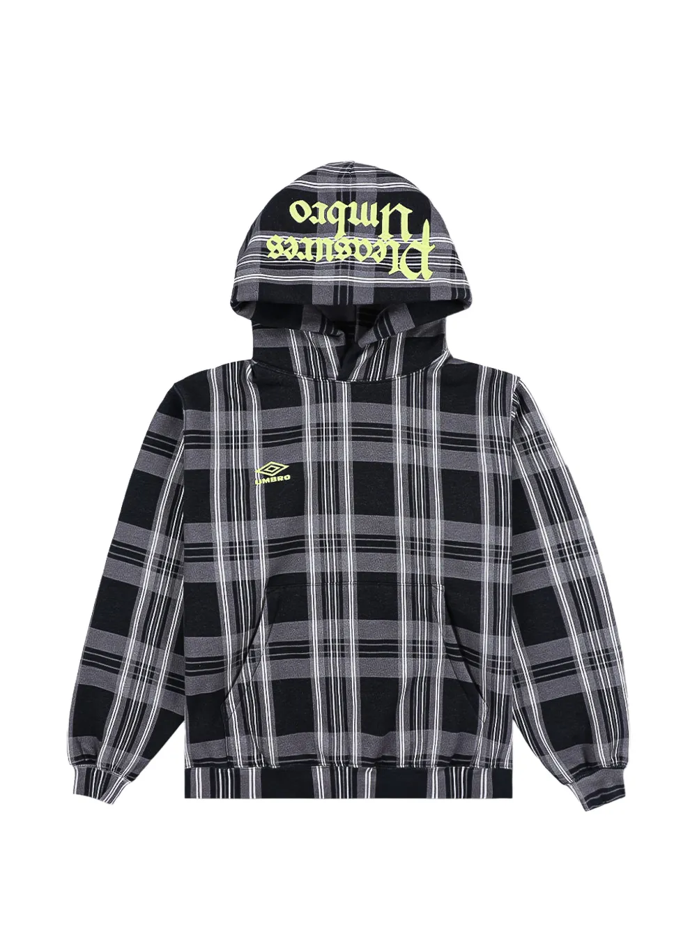 Pleasures x Umbro Spine plaid hoodie Zwart