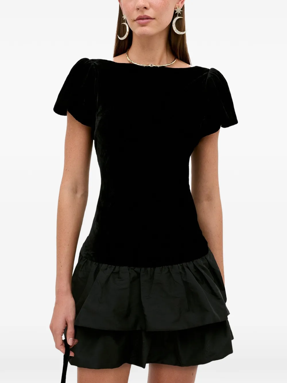 Rixo robe courte Anabella à volants superposés - Noir Rixo robe courte Anabella à volants superposés - Noir