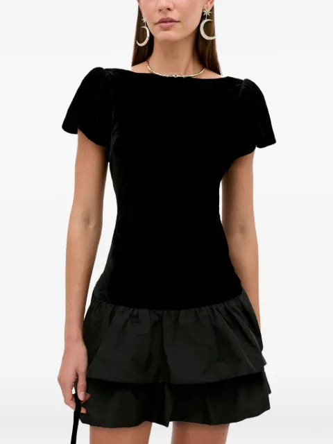 Rixo Anabella velvet tiered mini dress