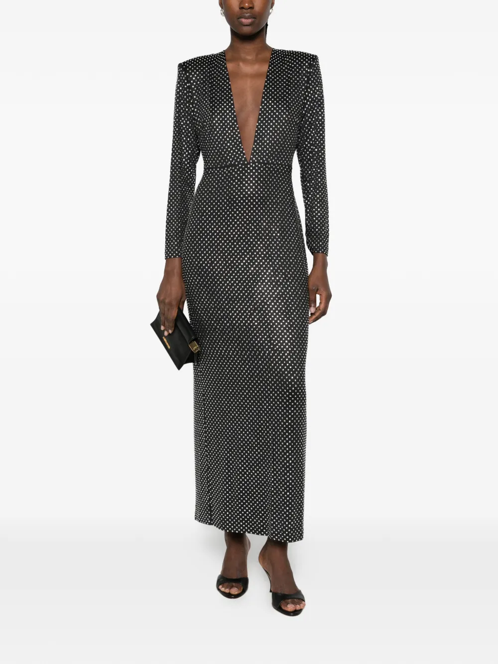 Rixo Amalia diamanté-embellished maxi dress Zwart