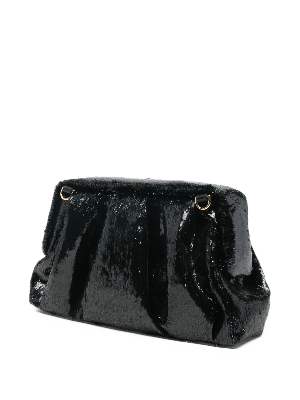 Themoirè Athena faux-fur clutch bag Zwart