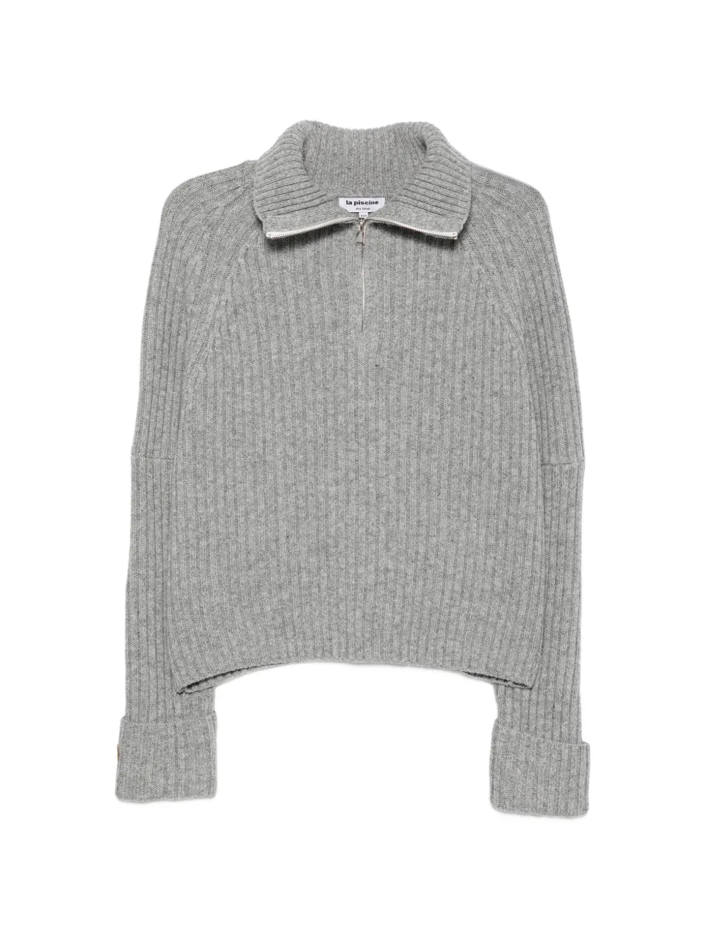 La Piscine Ribbed-knit Zip-neck Sweater In Gray
