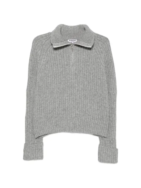 La Piscine ribbed-knit zip-neck sweater
