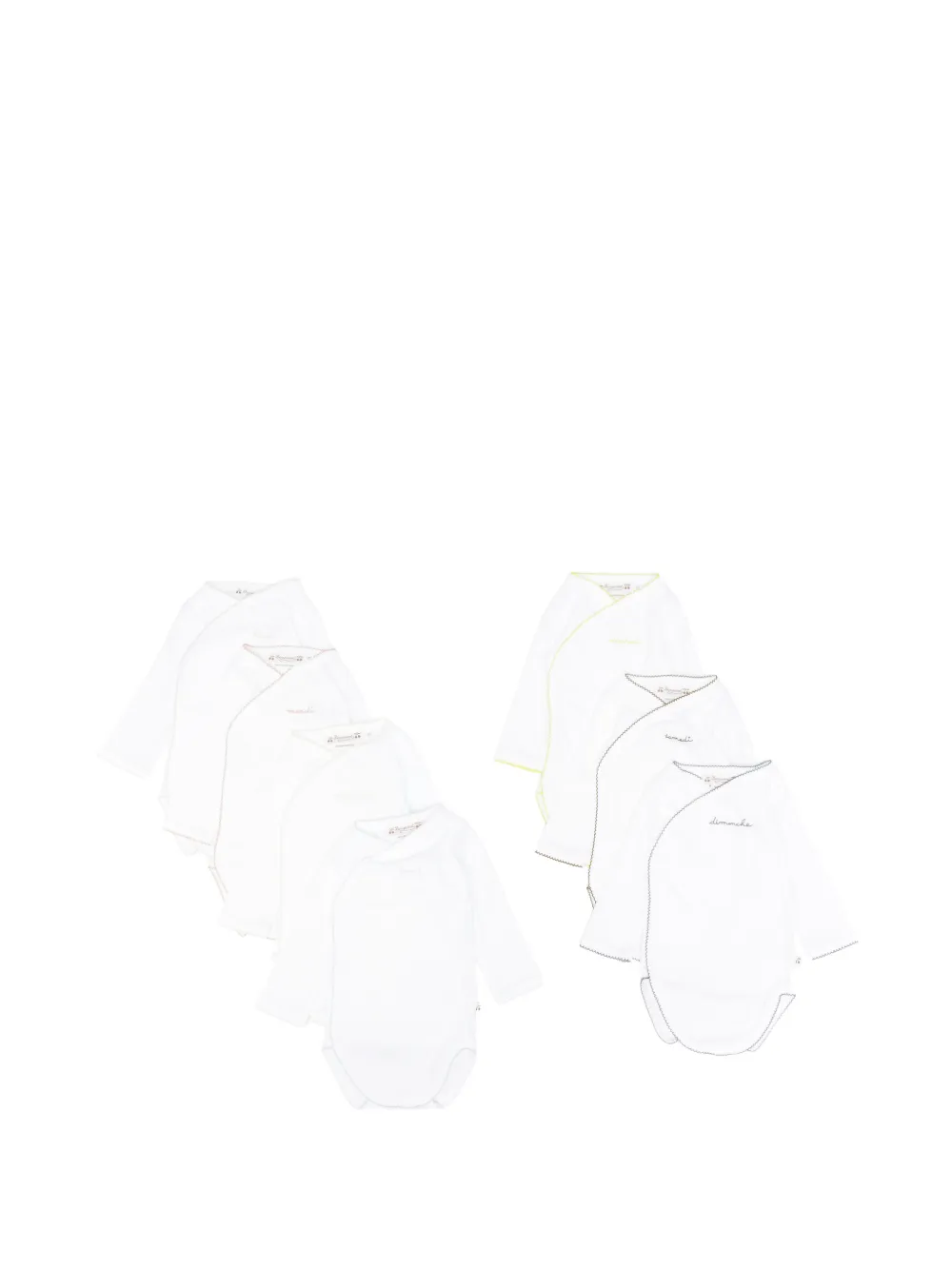 Bonpoint Set body con giorni della settimana (7 pezzi) - Bianco