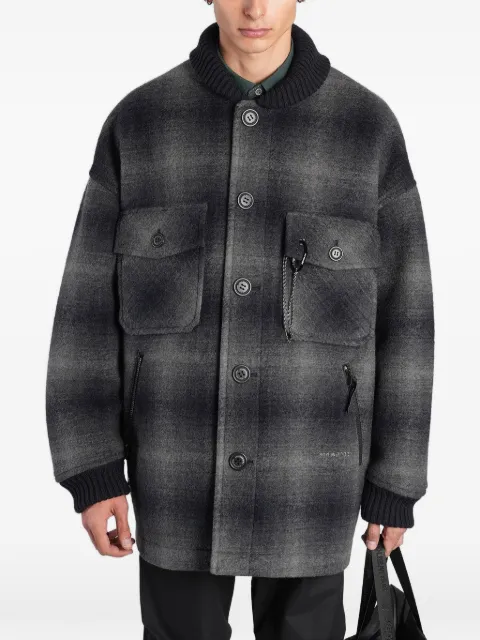 and Wander check-pattern button-up coat