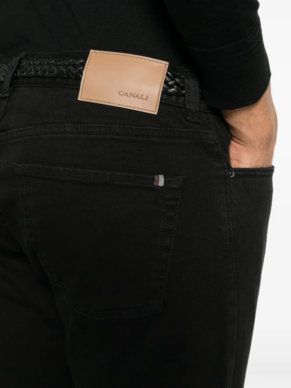 Canali logo-patch jeans Zwart