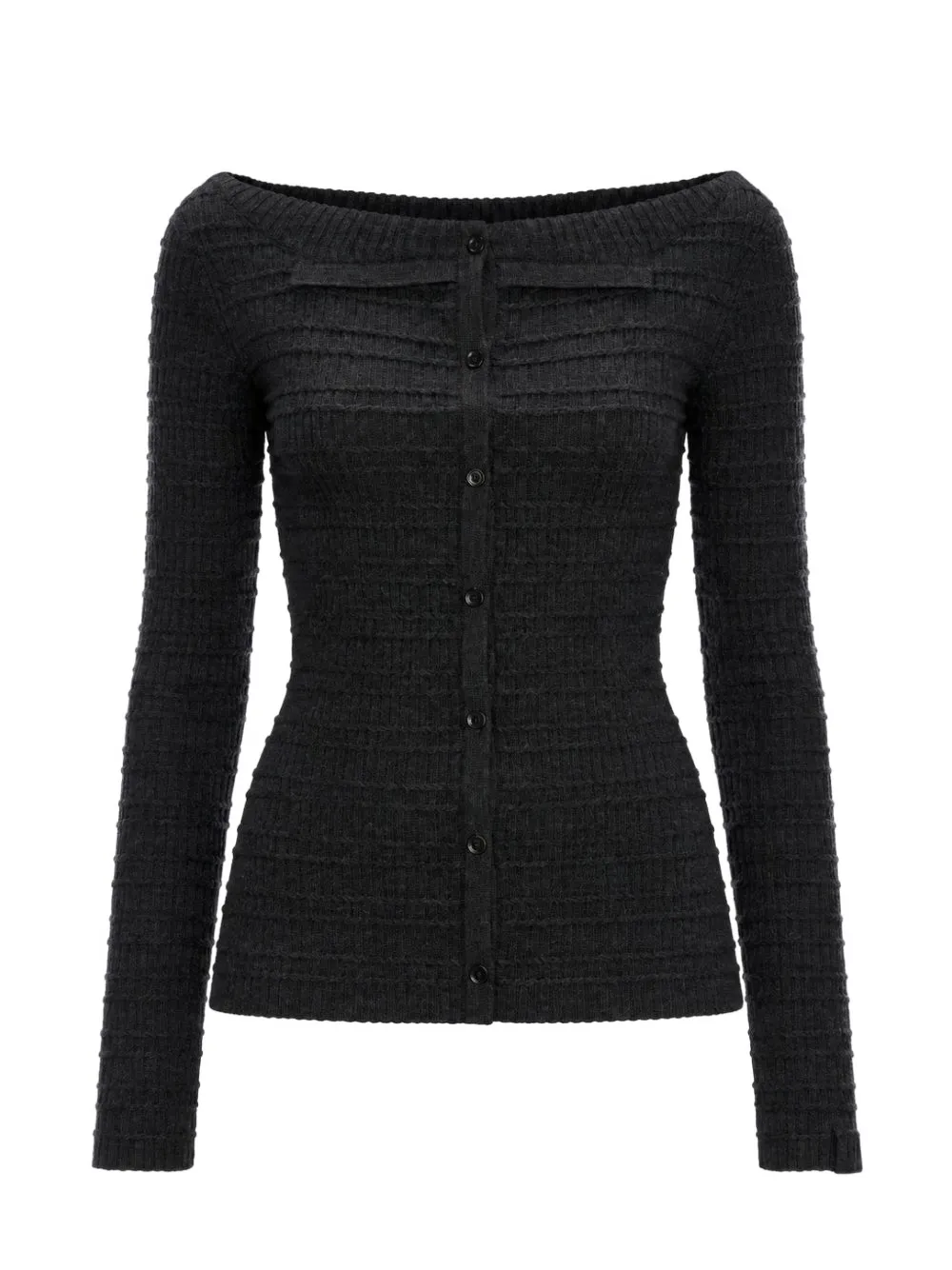 Victoria Beckham Folded pleated wide-neck cardigan Grijs