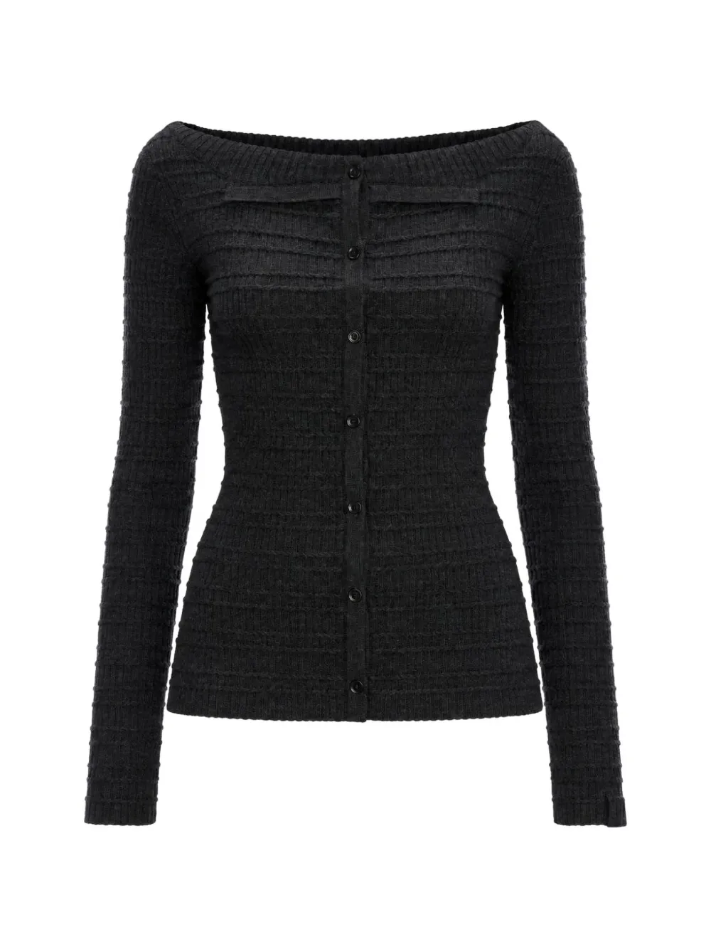 Victoria Beckham Folded pleated wide-neck cardigan - Grey