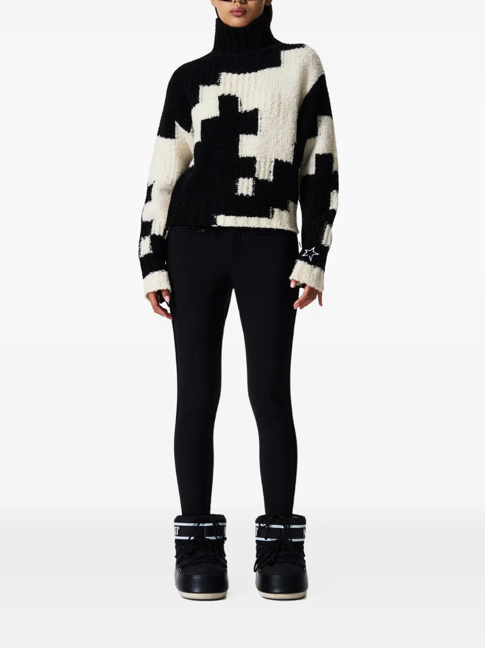Perfect Moment chunky wool cropped sweater Zwart